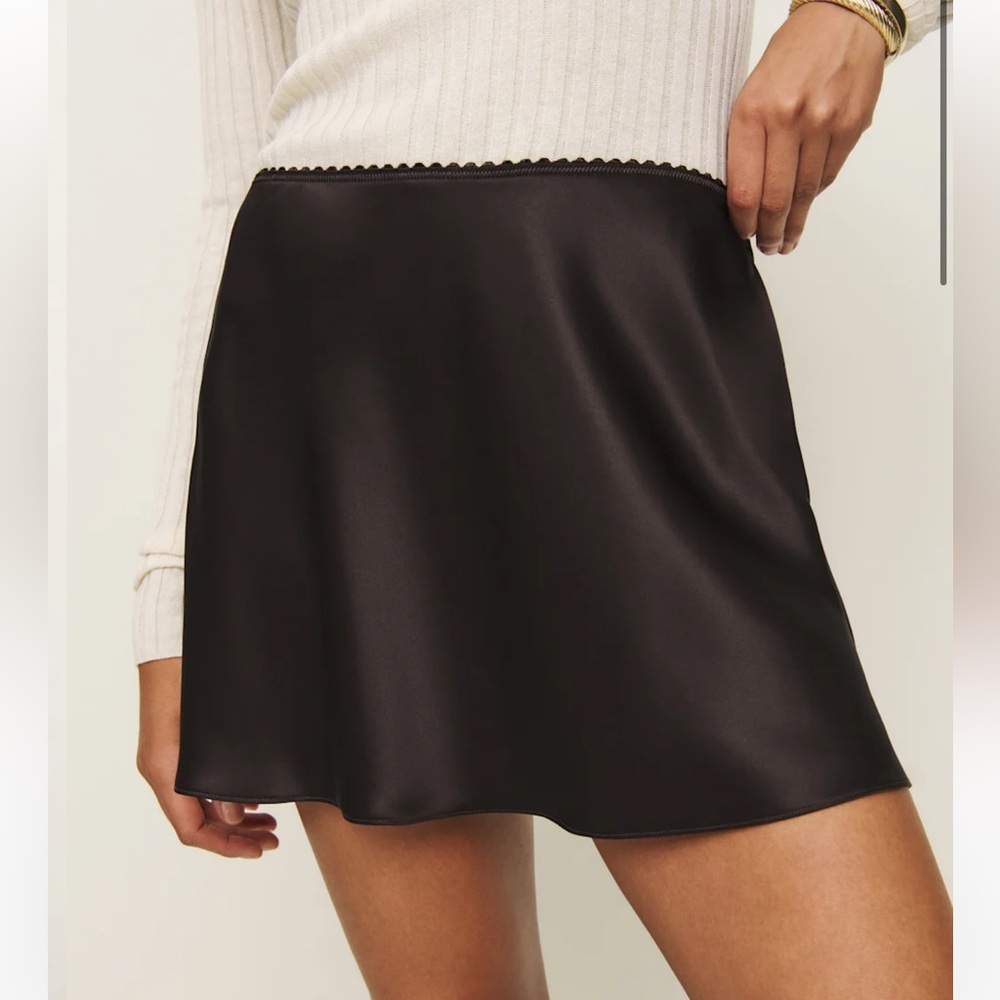Reformation Brandy Satin Skirt - Black